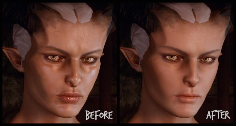 "The beautiful smooth skin of Qunari women." addon