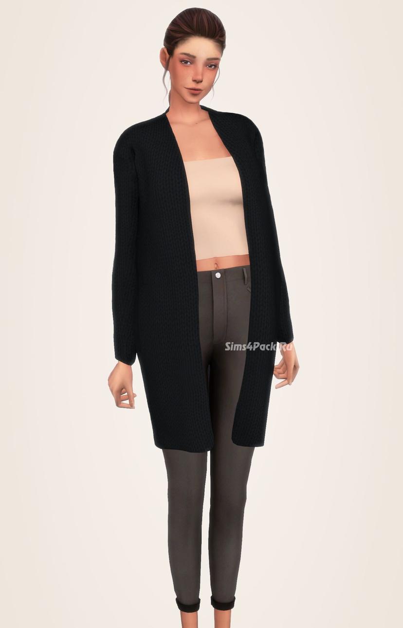 Plain one piece top, long cardigan addon