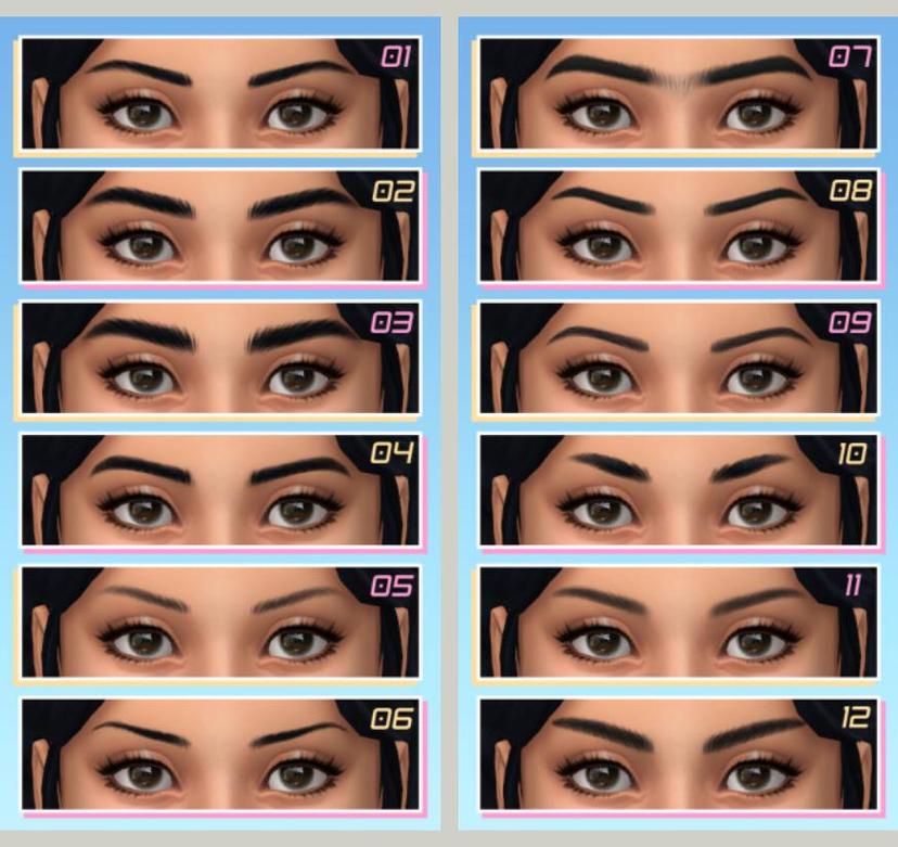 Eyebrow set "12 Maxis-Match-y eyebrows!" addon