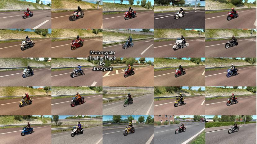 MOTORCYCLE TRAFFIC PACK FOR EURO TRUCK SIMULATOR 2 addon