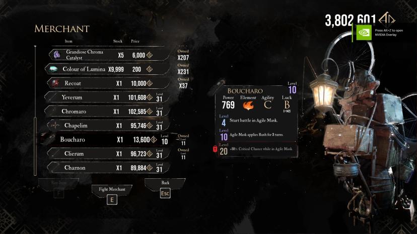 Groor is a goat and now sells 9999 Lumina Reset which you can save with Setup_p and buy 3 Visages missable items. addon