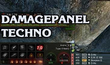 Damage panel "Techno" for Wot 1.23.0.1. addon