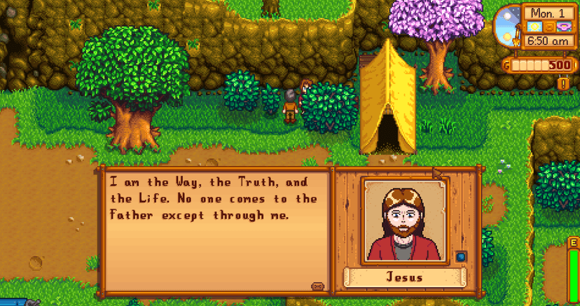 "Jesus in Stardew Valley" addon