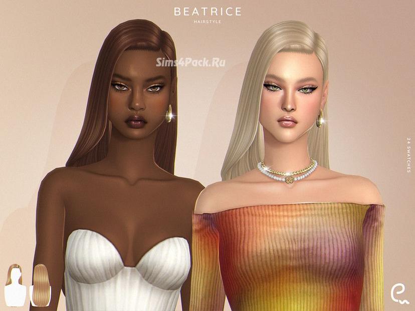 Beatrice's hairstyle, women's hairstyles for The Sims 4. addon