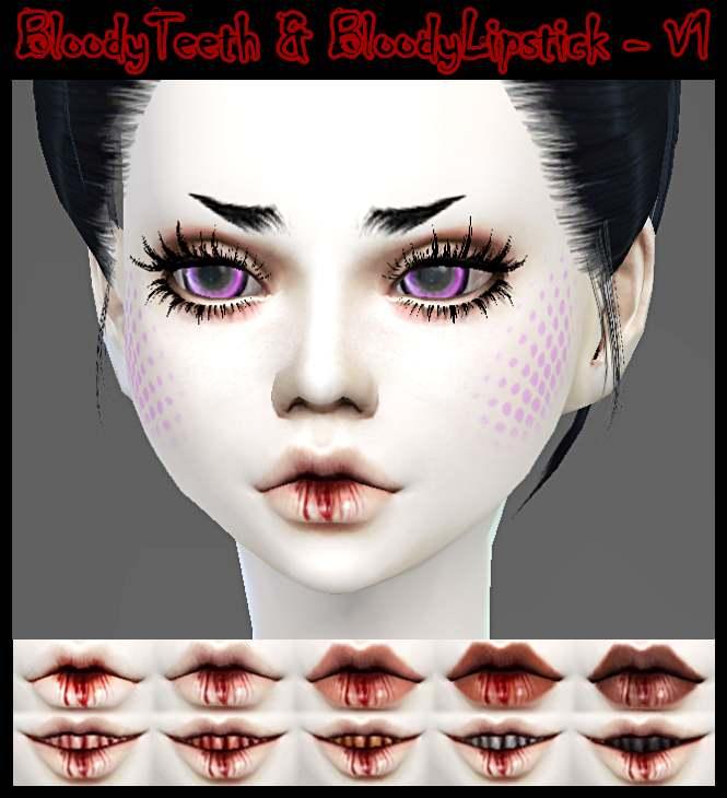 Bloody lipstick + teeth "BLOODY LIPSTICK & BLOODY TEETH *V1" addon