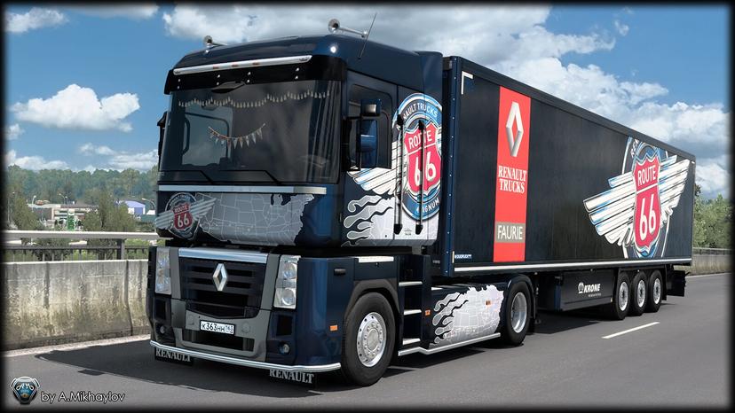 COMBO SKIN 2K 4K RENAULT MAGNUM "ROUTE 66" MULTICOLOR addon