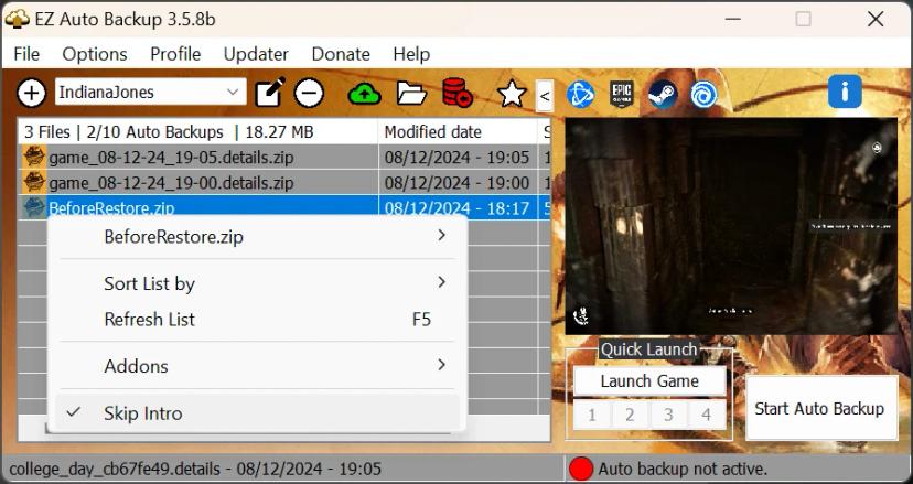 EZ Auto Backup with Skip Intro addon