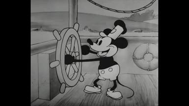 Steamboat Willie is an alternative to the Mickey Mouse entrance. addon