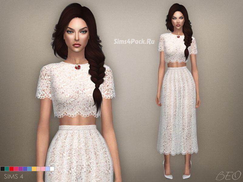 LACE MIDI DRESS 04 Set for Sims 4 addon