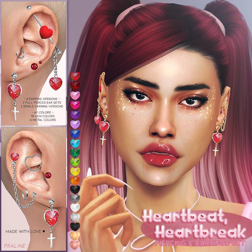 Piercing set "HEARTBEAT, HEARTBREAK Piercing and Earring Set" addon
