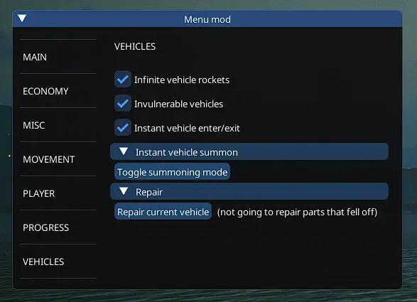 MenuMod - cheat menu addon