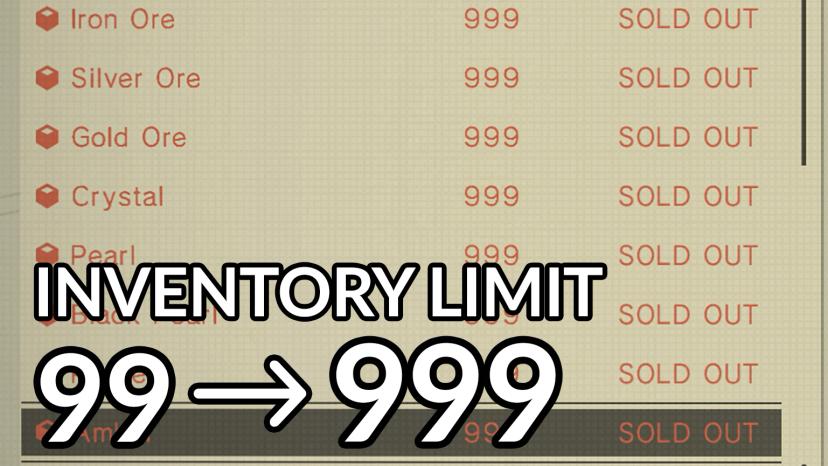 Increased inventory limit to 999 addon