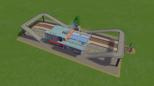 Building: Railway station with pedestrian crossing addon