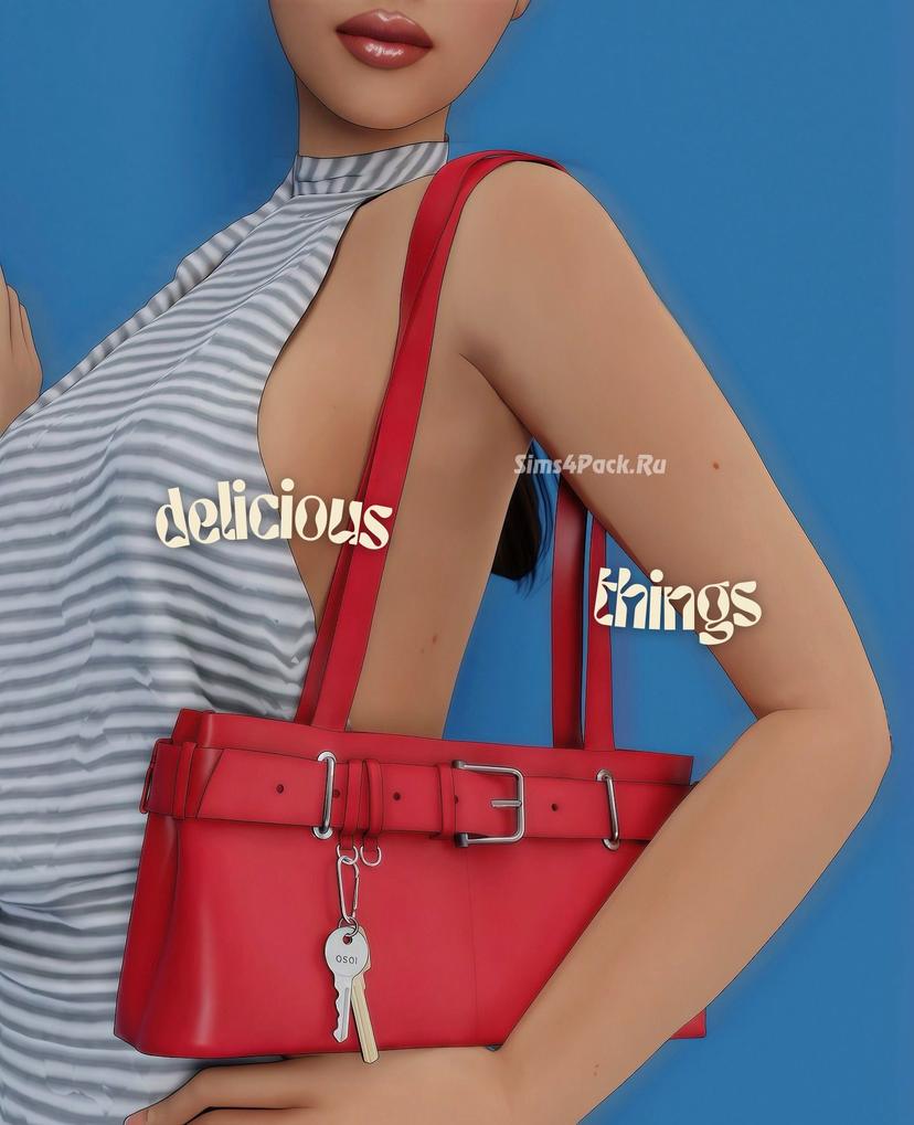 Handbag for simochki "OSOI shoulder brocle mini bag" for Sims 4 mod addon