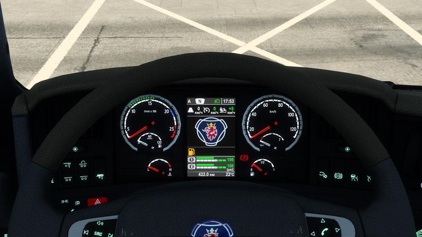 SCANIA R 2009 AND STREAMLINE IMPROVED INSTRUMENT PANEL V1.2 addon