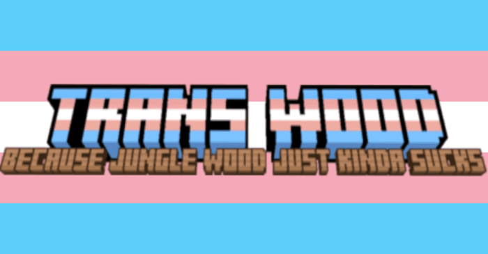 Trans Flag Over Jungle Wood Texture Pack (1.21) – MCPE/Bedrock addon