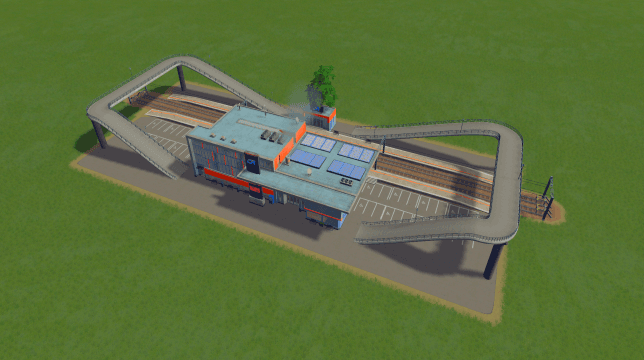 Railway station with a sidewalk bridge addon