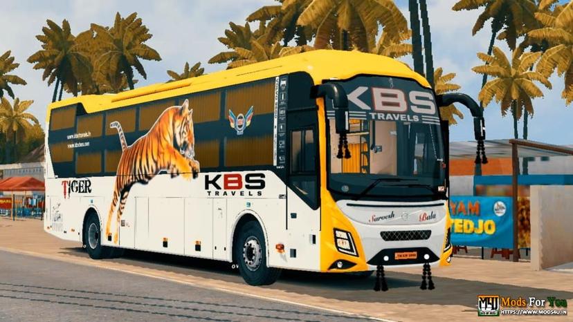 KBS Travels Volvo 9600 Biaxle Sleeper Bus Livery for bussid addon