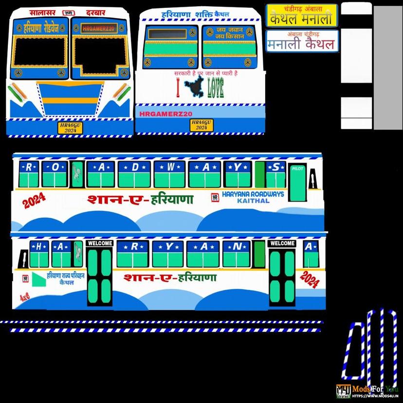 Haryana Roadways Skin tata bs6 Kaital mod addon