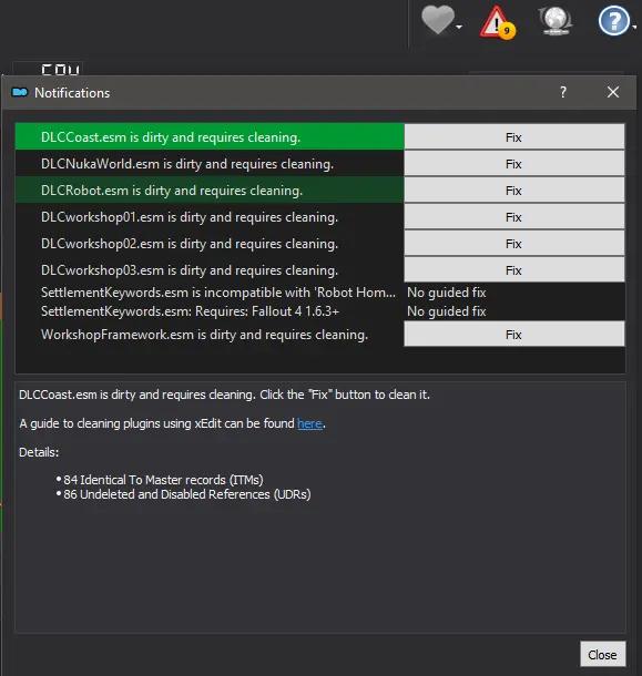 Comprobación de las advertencias del complemento LOOT MO2 addon