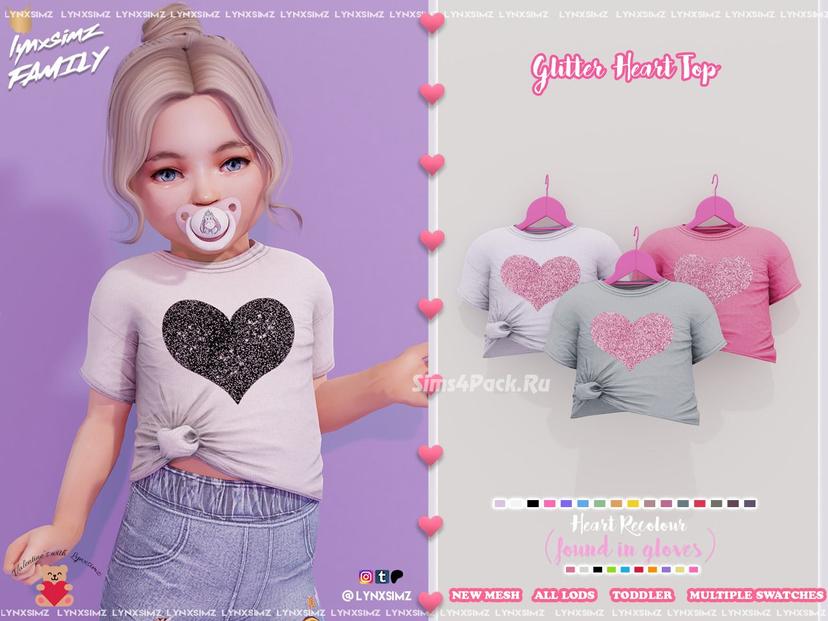 Baby Top with Glitter Heart Print addon