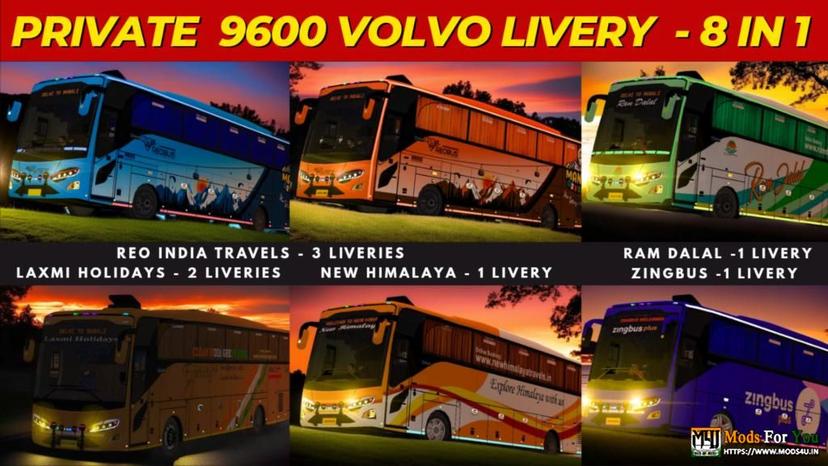 Private Volvo 9600 Livery Package for Yudhistira/ Jetbus1 - Volvo Modification addon