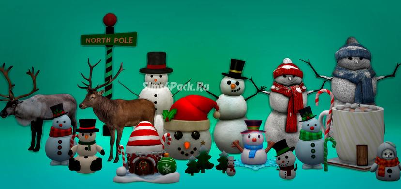 'WINTER FANTASY' Christmas Ornament Set for Sims 4. addon