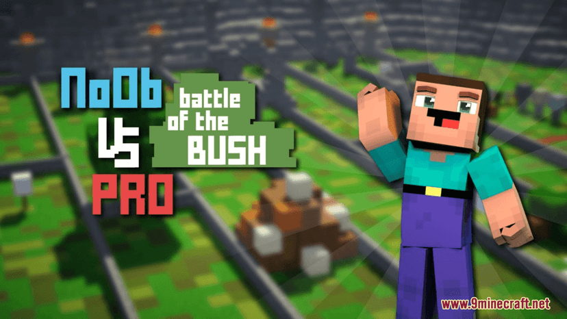 Map Noob Vs Pro (1.20.4, 1.19.4) - Battle in the bushes addon