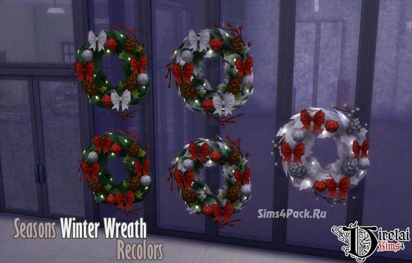 Seasons Winter Wreath Recallers is a Christmas wreath for Sims 4. addon