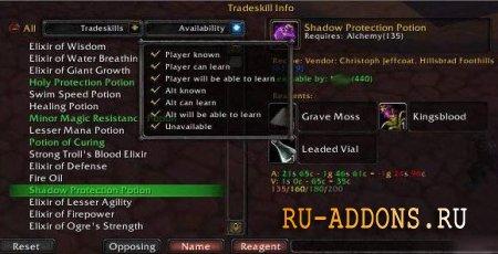 TradeskillInfo for WoW 5.4 addon