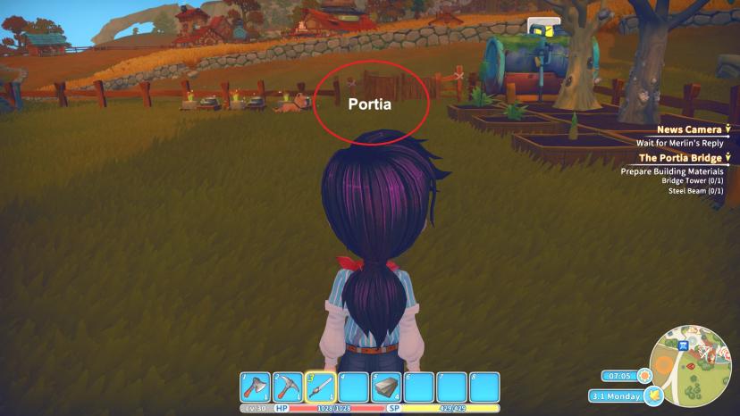 Portia's current location addon