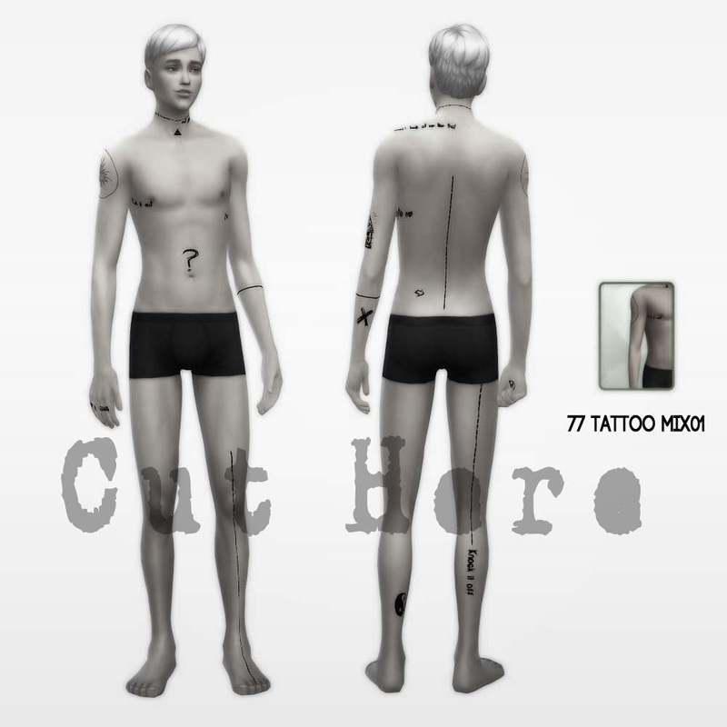 Tattoo set for men "77 S4 Tattoo mix01" addon