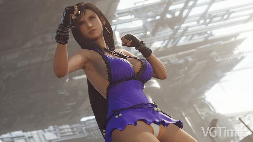 Big tits Tiffany in purple dress addon