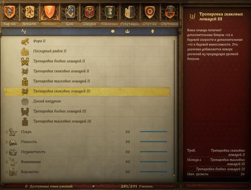 Sam's New Horse Perks - Horse Specializations - Russian Localization addon