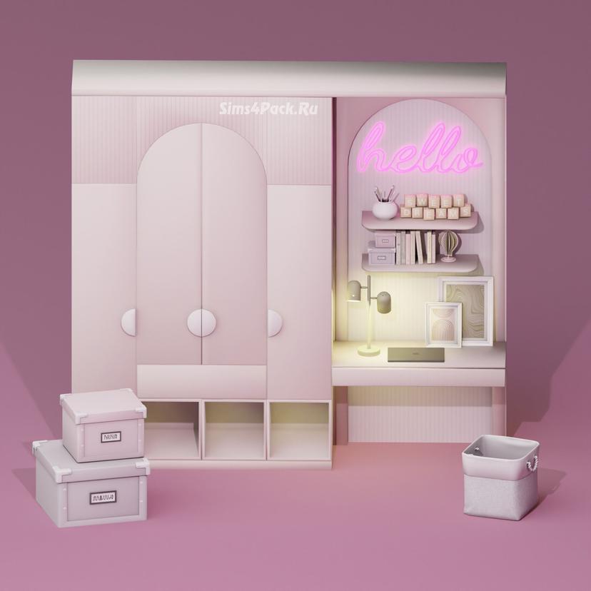 Набор для детской комнаты из коллекции Blush Kids для Sims 4. addon