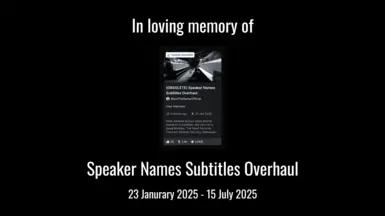 (Only works from version 1.0 to Dark Waters) Reworked names of speakers and subtitles addon