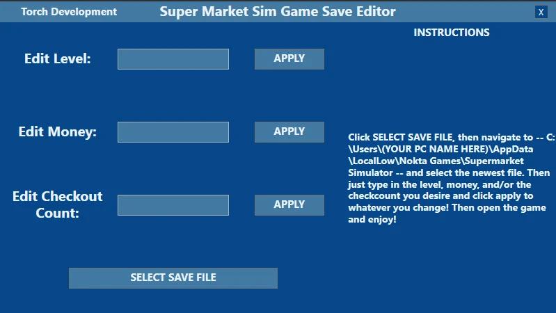 Super Market Sim Save Editor Mod addon