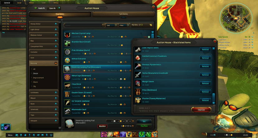 Blacklist of auction house items addon