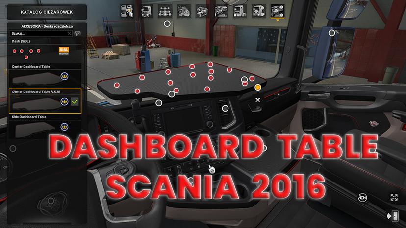 Таблица приборной панели Scania 2016 addon