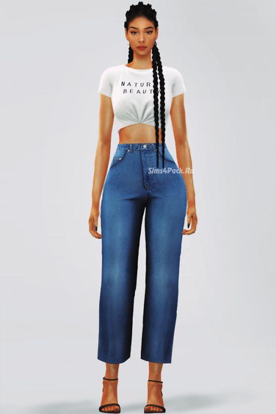 Cropped Stretch T-Shirt with Wide Leg Jeans addon