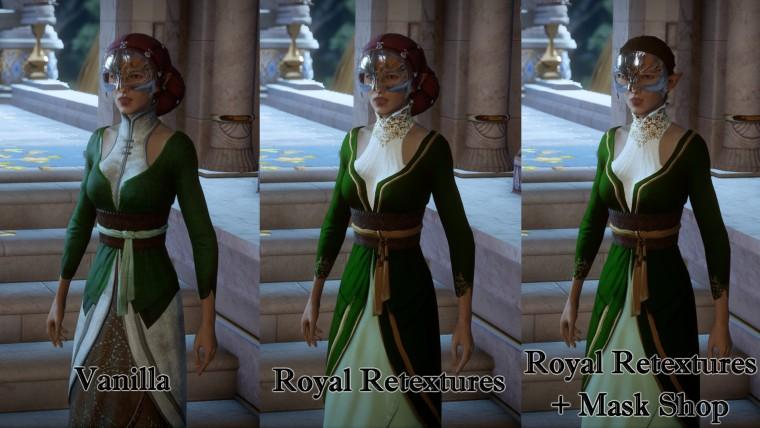 The noble interweaving of the clothes of Briara, Selina, Florianne and Gaspard. addon