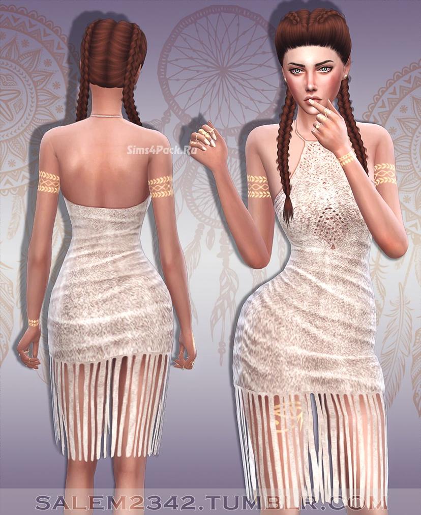 Suede dress with fringe addon