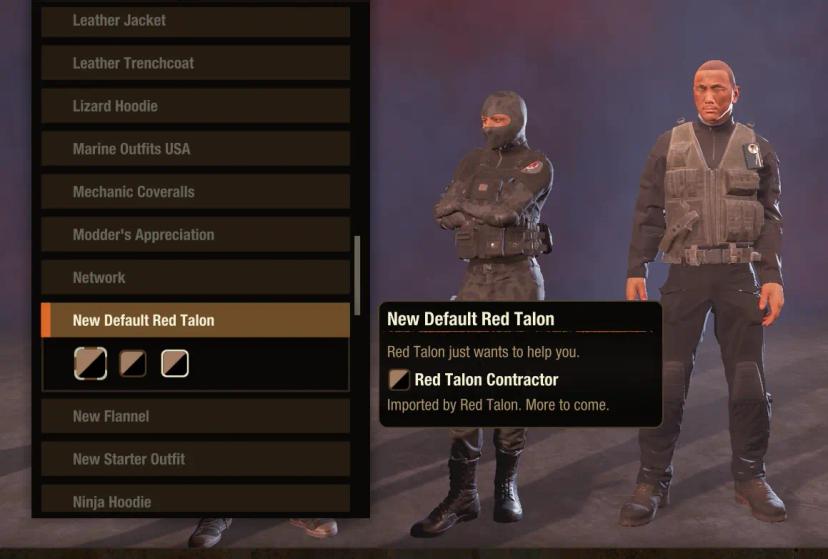 Integrated default mod Red Talon Outfits addon