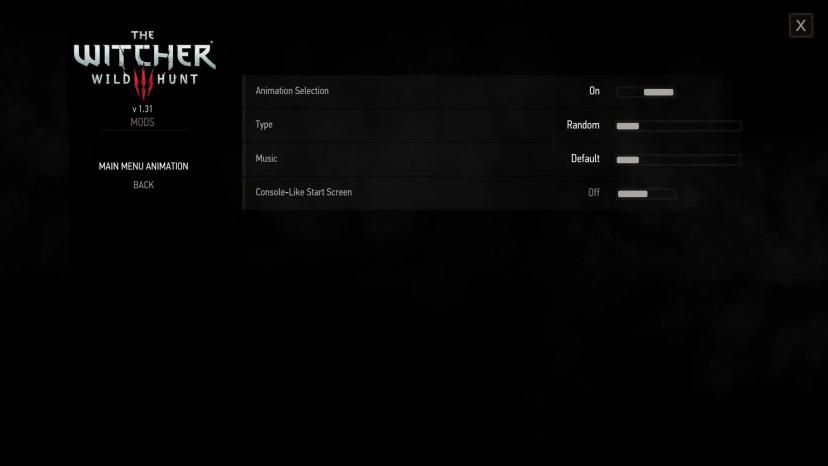 Main menu Animation selector addon