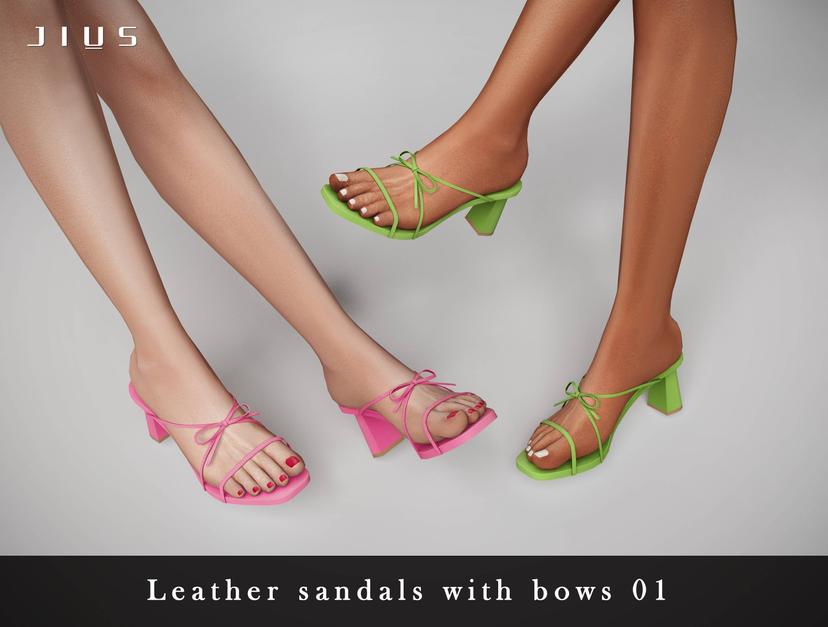 Women's sandals "Leather sandals with bows 01" addon