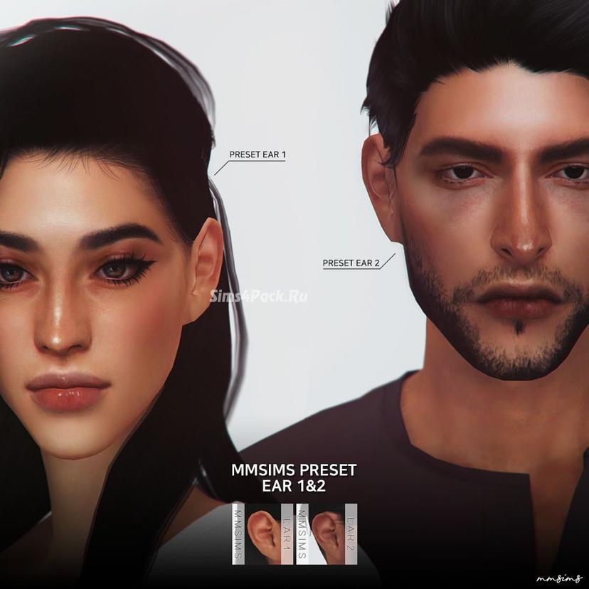 Presets for ears "Preset Ear 1, 2" for Sims 4 mod addon