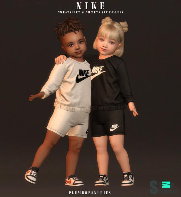 NIKE | sweatshirt and shorts (for kids) Sims4 addon