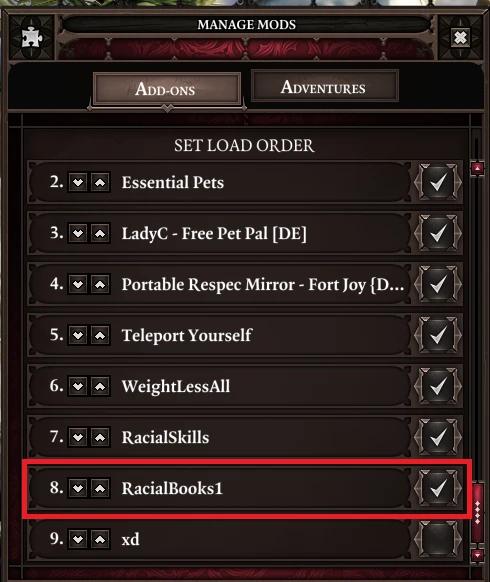 Skill books for racial skills addon