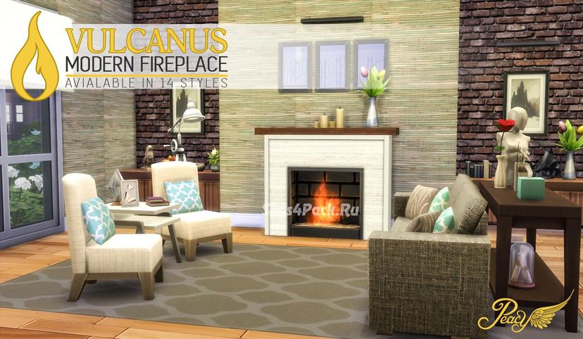 Modern Vulcanus Fireplace for Sims 4 addon