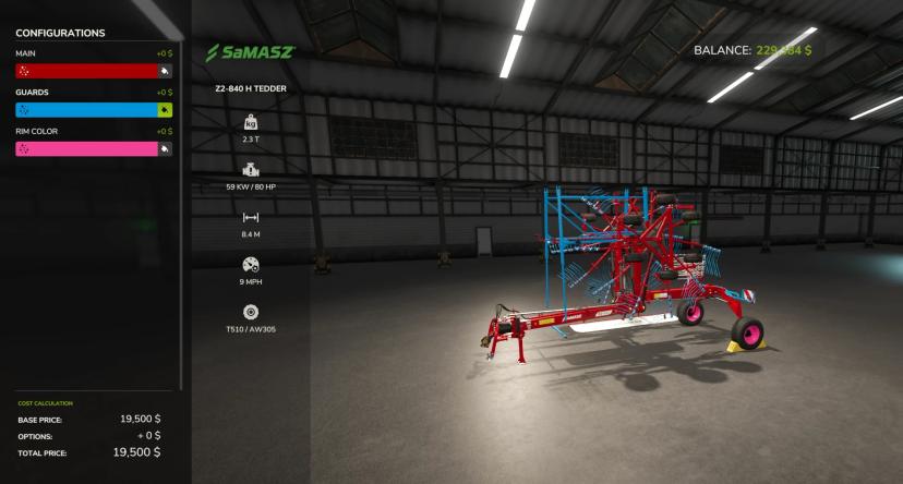 FS25 SaMASZ Z2-840 H Сеноворошилка addon